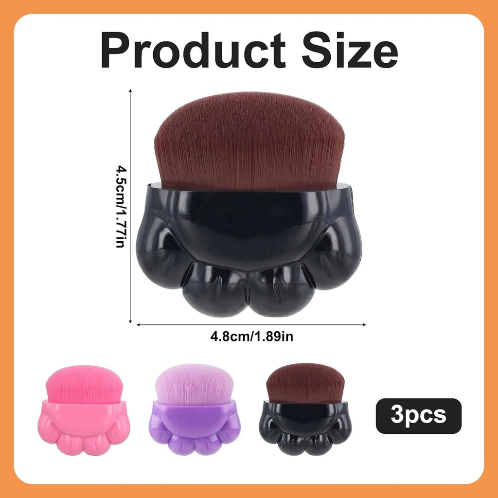 Three paw-shaped pet balm brushes with soft fibre heads in plastic storage boxes