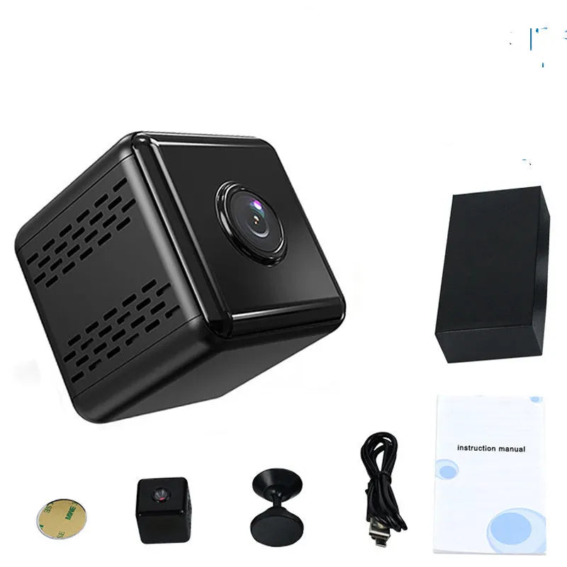 1080p white home security wifi surveillance camera with plastic body and USB cable, 145x75x40mm dimensions