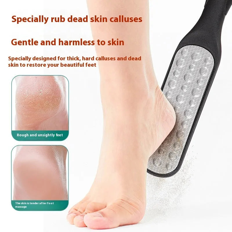 Double-sided stainless steel foot grinder for callus removal in black and white colour options