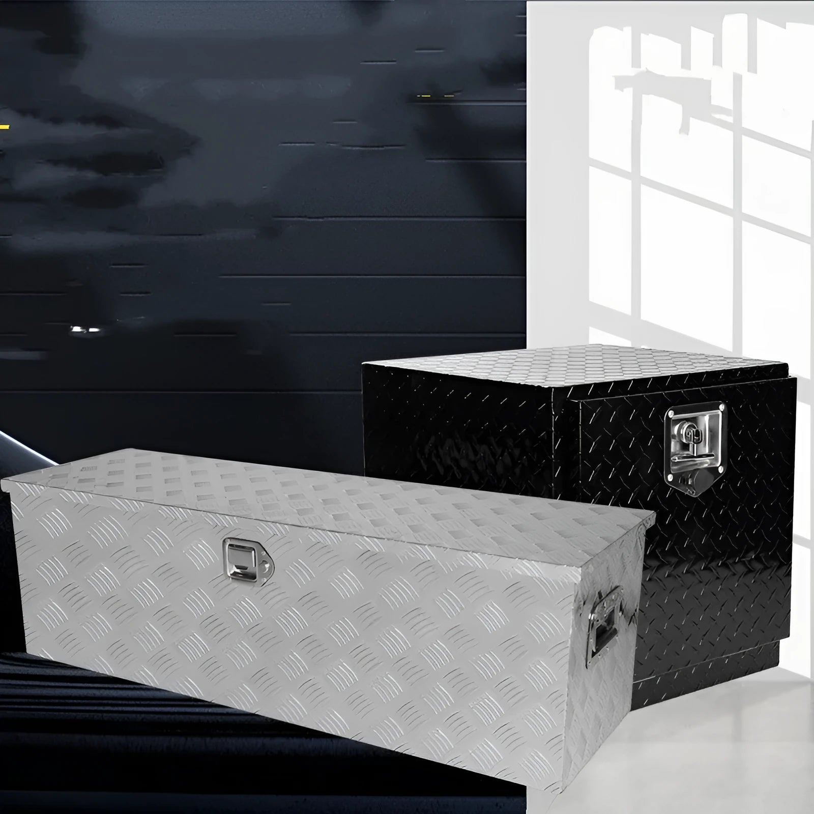 Black 26-inch aluminium alloy T casting toolbox for professional tool storage.