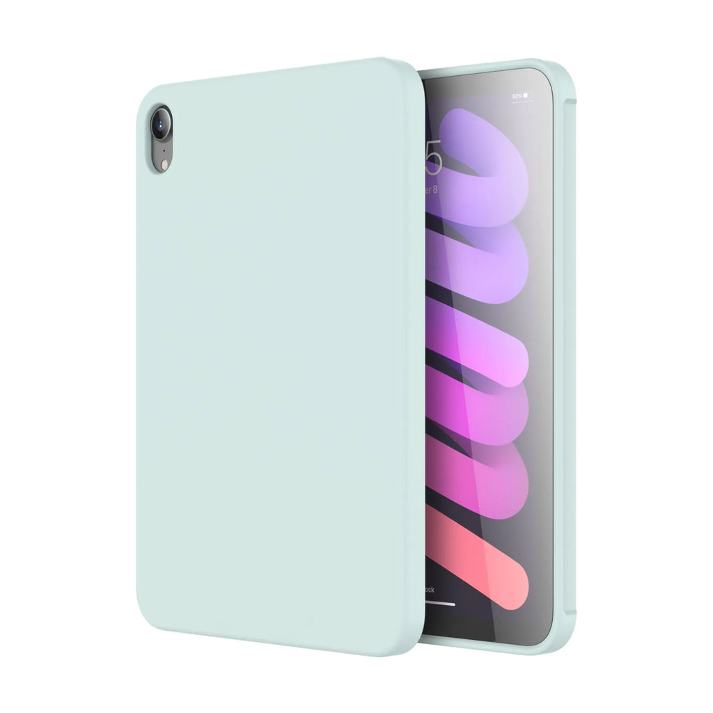 Liquid silicone protective case for iPad tablets in various colours showing full-body coverage design