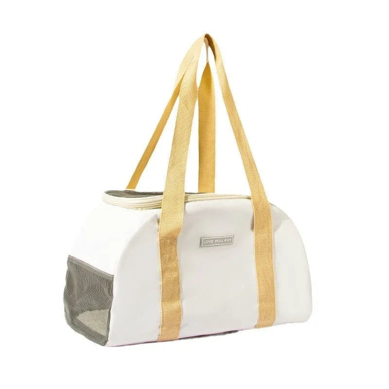 One shoulder breathable cat bag in Dynamic Yellow with Oxford cloth and plaid material