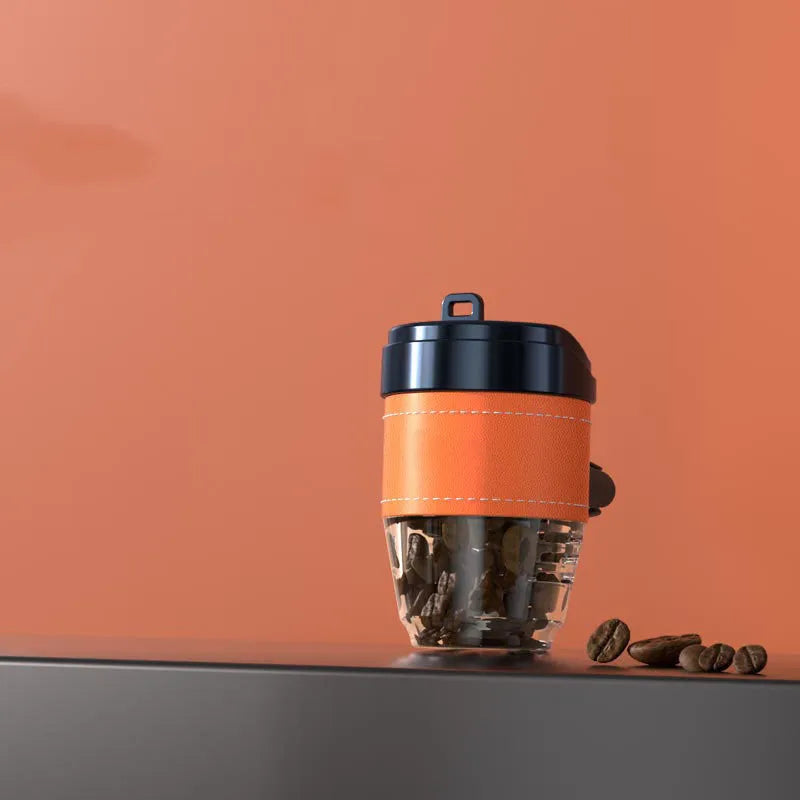 Coffee cup shaped plastic car air freshener in black, brown, green, orange or white colour options