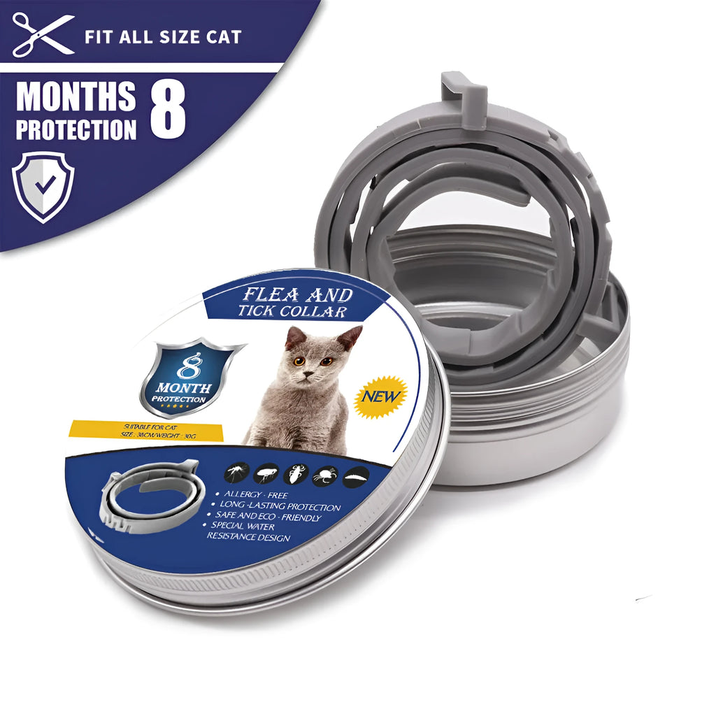 Adjustable pet anti-mosquito collar for cat and dog, made from TPR silica gel with natural plant extracts, providing 8 months flea and insect protection