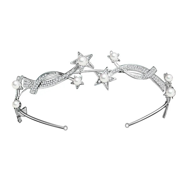 New Princess XINGX bridal crown headband alloy wave shape electroplated finish 28cm long 3.5cm wide default colour