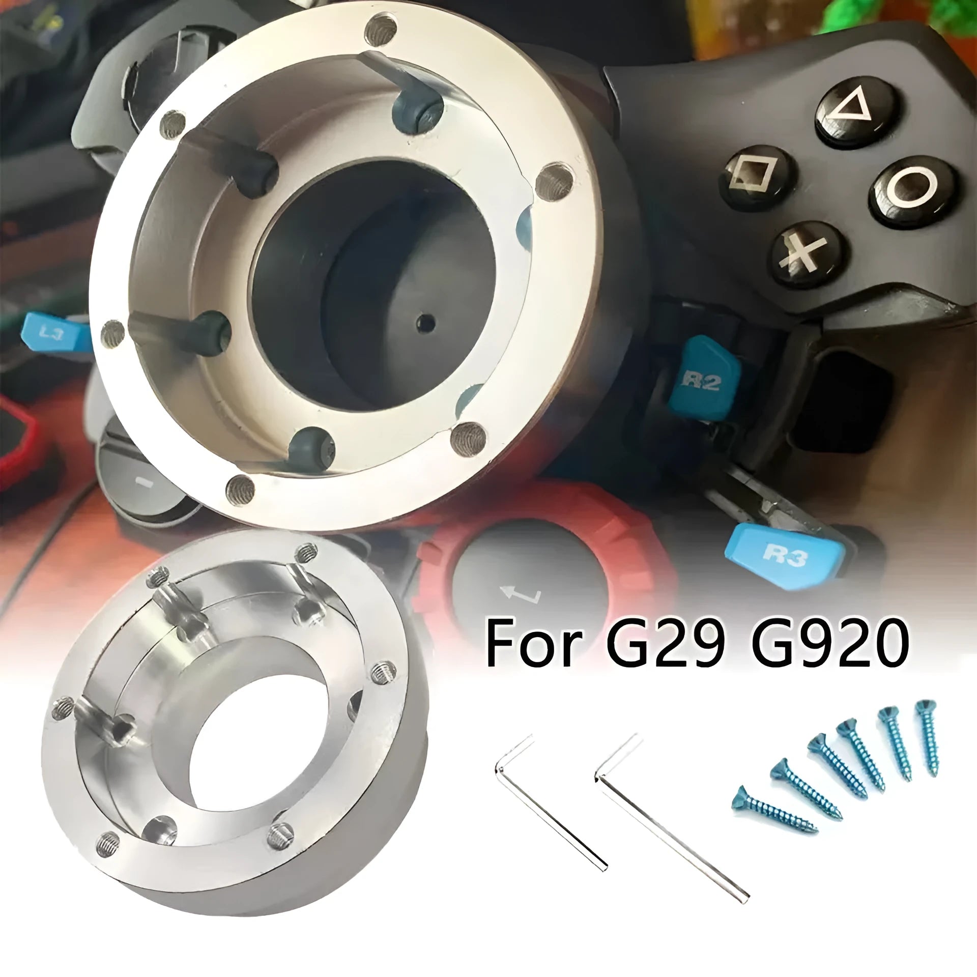Modified racing game aiming wheel base adaptor cushion block in aluminium black and silver for AF2901 model
