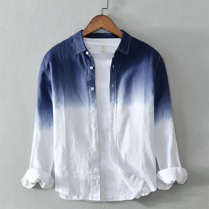 Casual hemp polyester top coat in slim fit loose style available in dark blue, light blue and yellow colours