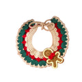 Adjustable Christmas knit pet collar with crochet Elk pattern, soft yarn, sizes L and M for cats and dogs