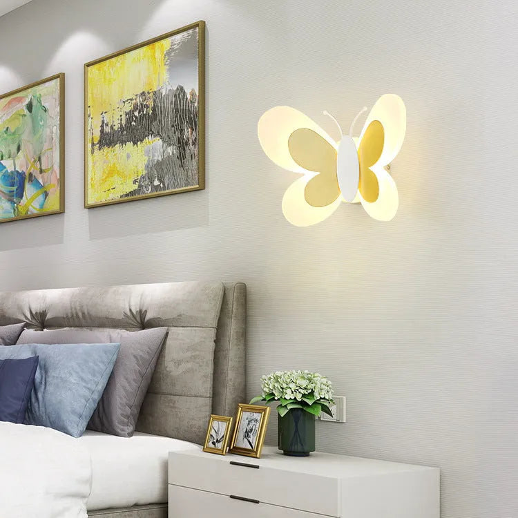 Butterfly acrylic wall lamp for children's bedroom, 240 x 170 x 105mm, 220V, available in pink, blue and white colours