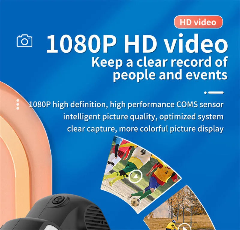Retro style black mini camera with built-in screen for 1080p HD video recording