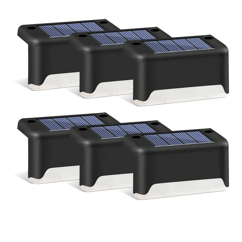 Black solar courtyard stair light 0.2W IP55 ABS 75x44x42mm for outdoor garden steps and pathways
