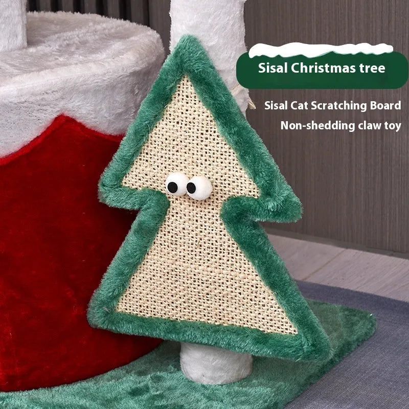 Density plate cat scratching post with integrated toy in Christmas colours