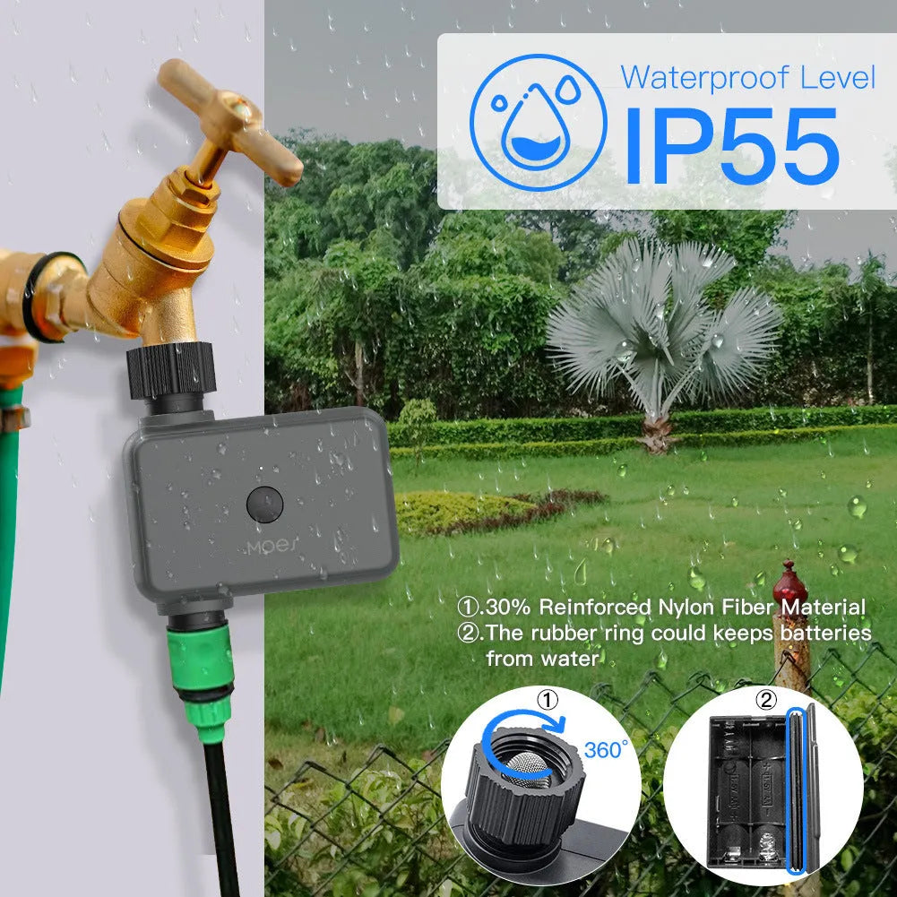 Bluetooth garden irrigation timer with smartphone app control for automated watering systems