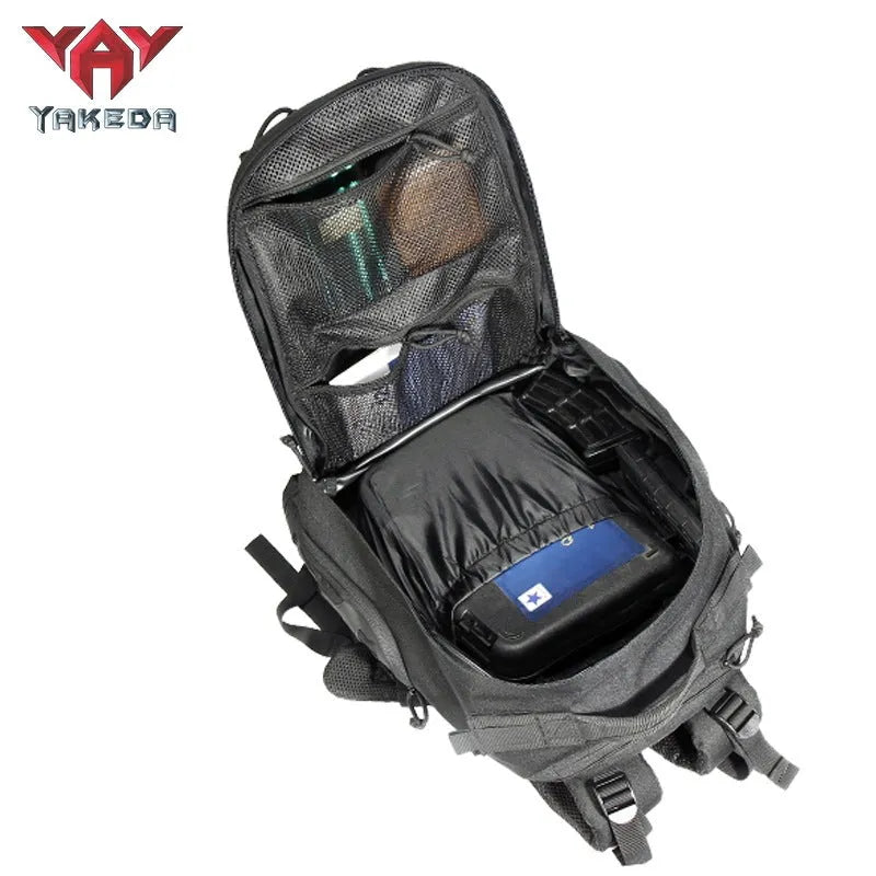 Outdoor tactical backpack 42L 600D polyester in camouflage style for travel and climbing