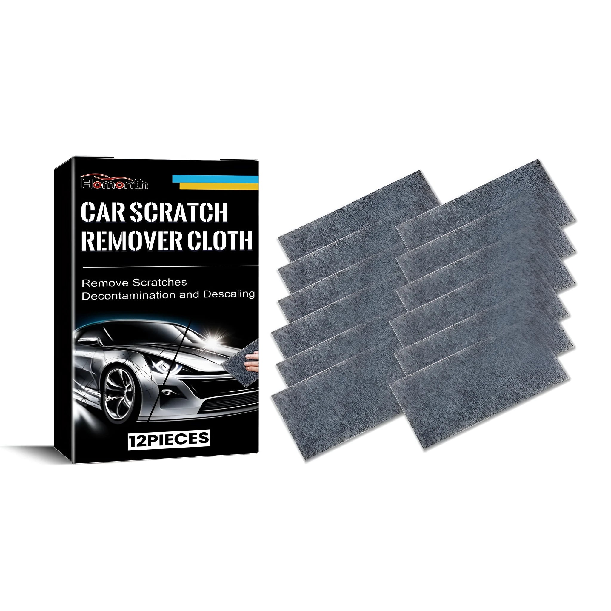 Pack of 12 white car scratch remover cloths measuring 10x20cm for vehicle paintwork