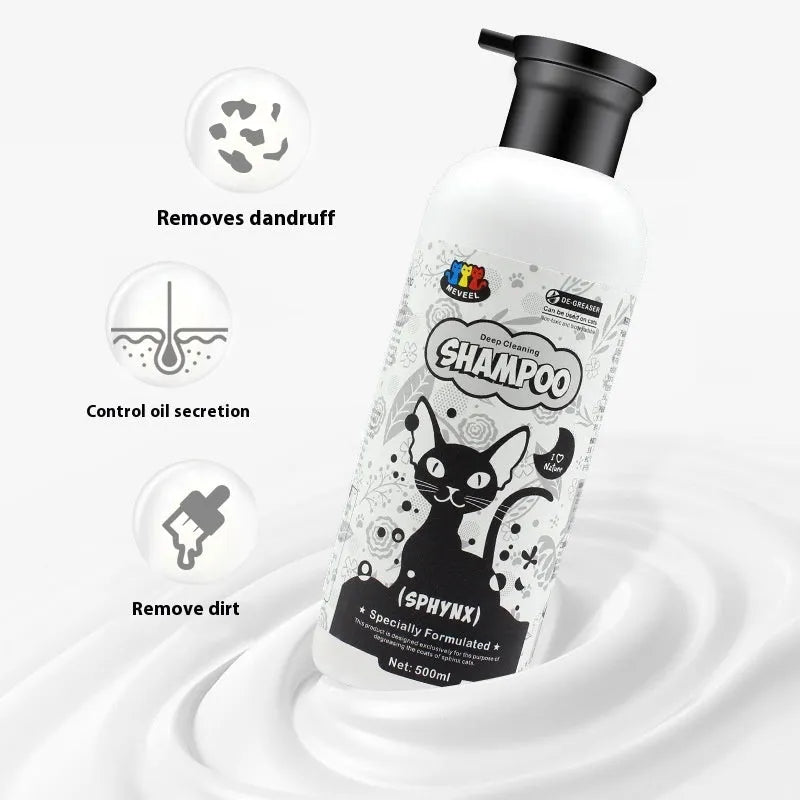 500ml anti-mite cat shower gel bottle with black chin oil deoiling lotion 280ml