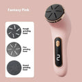Electric foot grinder in Pink with oval pumice stone head and USB charging cable