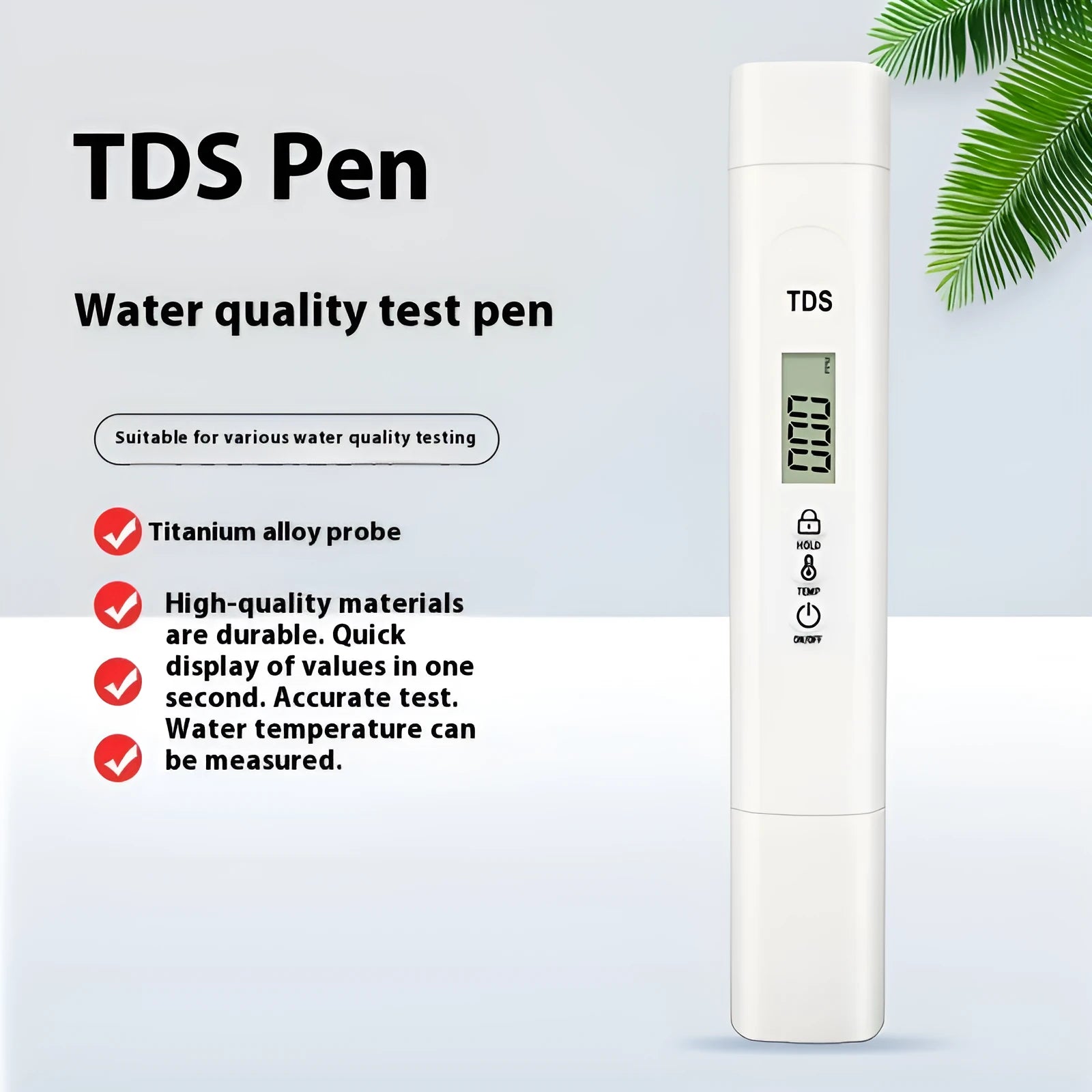 Water quality TDS test pen and electrolyzer kit for home water testing with carry bag options