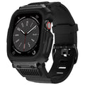 Camouflage TPU protective watch case with integrated strap for Apple Watch 42mm 44mm 45mm in black gray and green