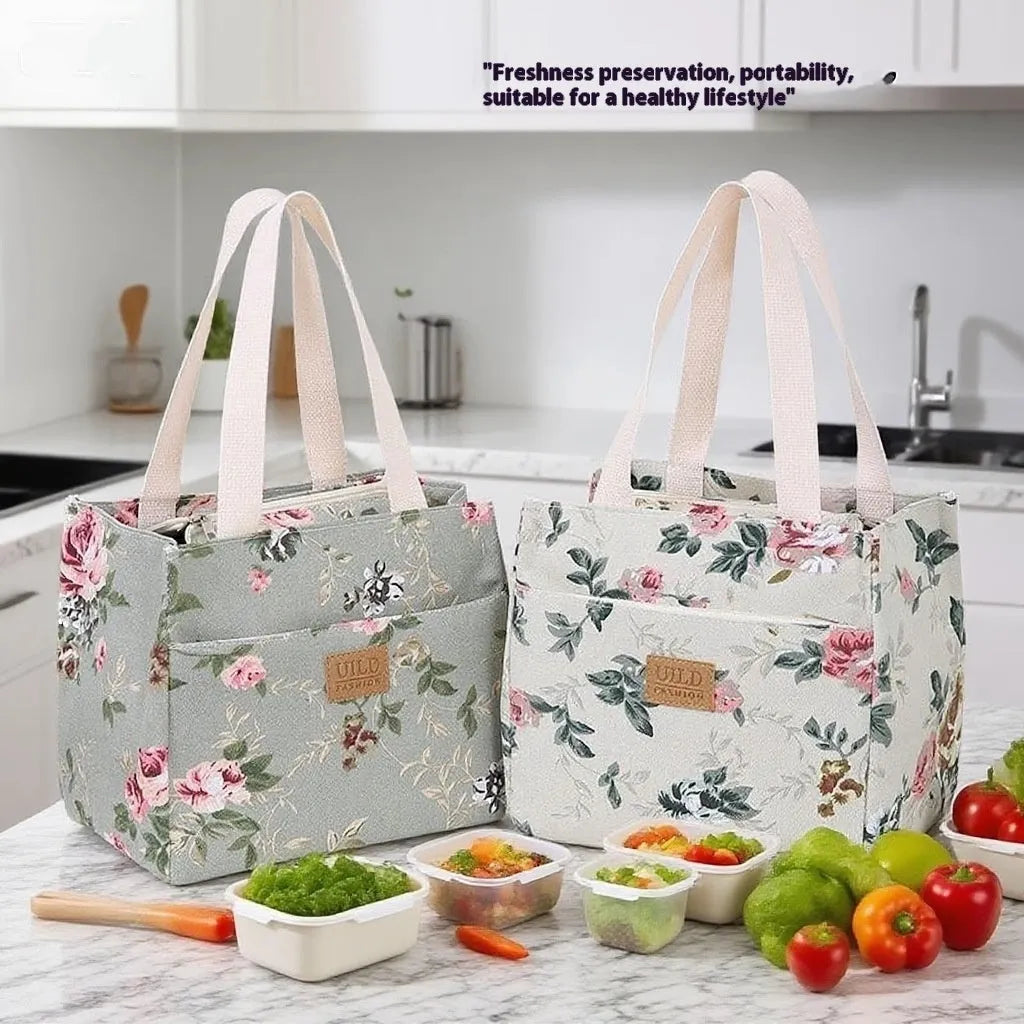 Women's large printed canvas tote bag in a choice of floral and cat designs