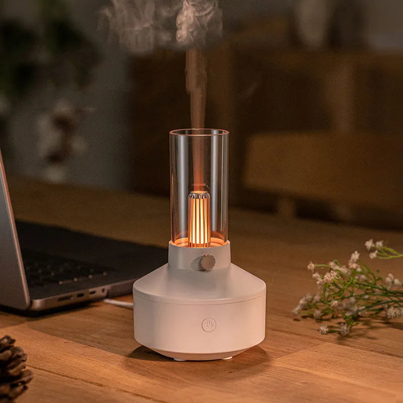 2023 retro ultrasonic humidifier with 150ml water tank, night light, and essential oil aromatherapy diffuser for home office use