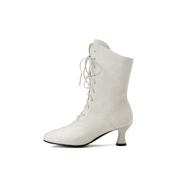 Autumn winter pointed kitten heel fashion boots in black, white, yellow, sizes 34-46