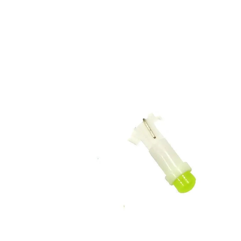 T5 ceramic base car instrument LED bulb showing seven colour options including blue, green, red, and yellow