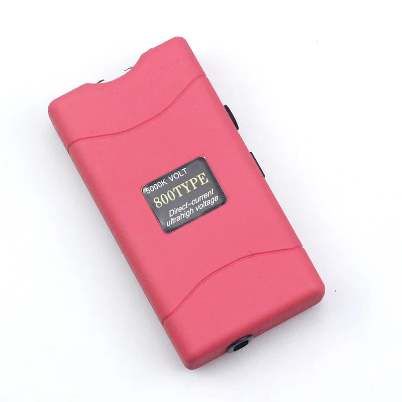 Female self-defence multi-function plastic flashlight in purple, white, rose, blue, red, and pink colour options.