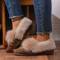 Women's cotton-padded velvet shoes in solid colour with fabric upper, flat heel, and TPR sole for indoor wear