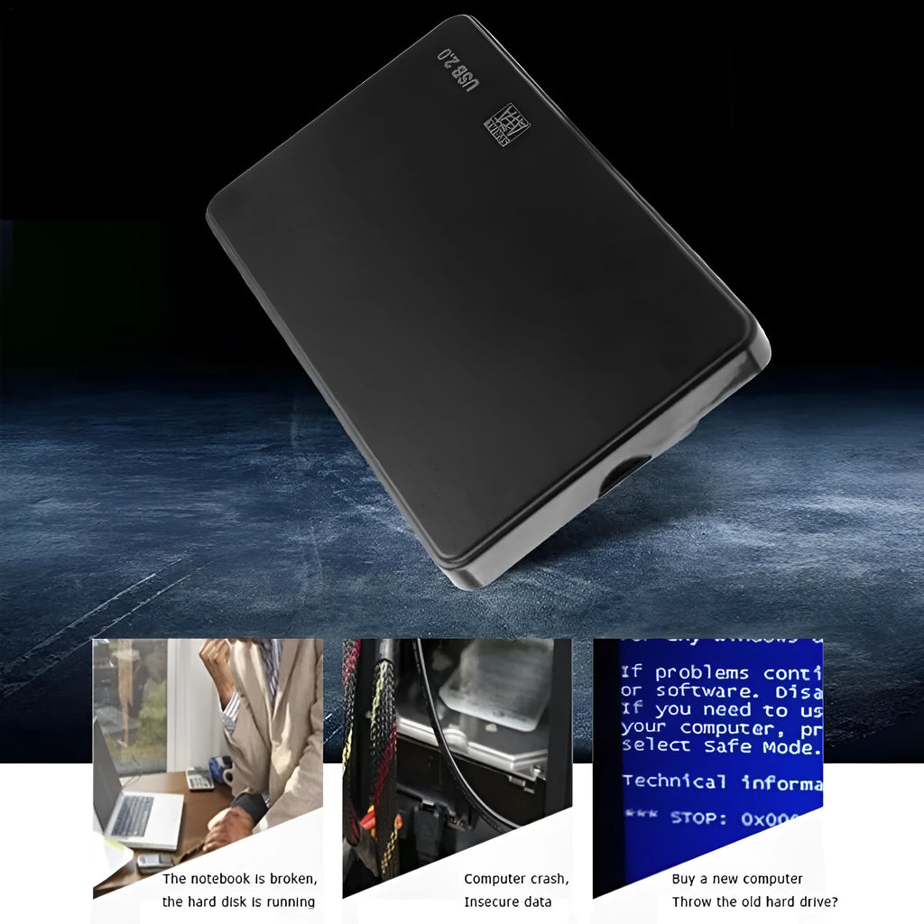 2.5 inch mobile hard drive with ABS plastic shell in white red blue or black, USB 2.0 or 3.0, 40GB to 1TB