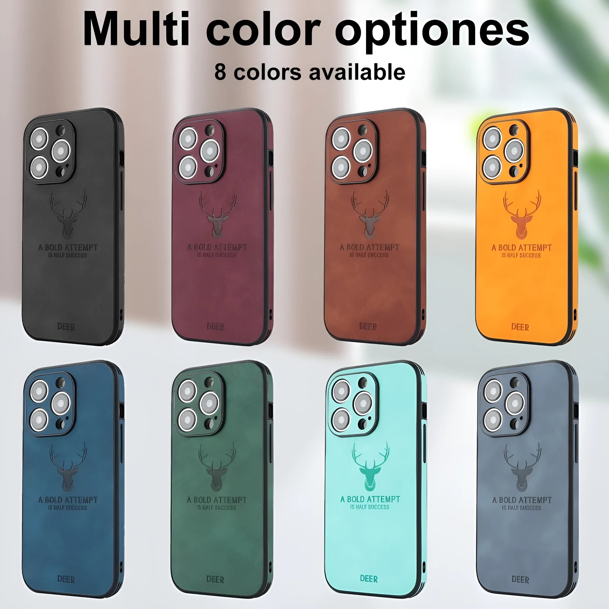 iPhone 16 magnetic charging case with embossed moose head design in imitation leather material