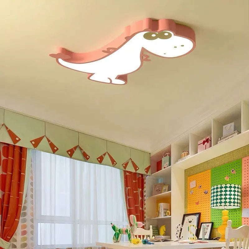 48cm green dinosaur ceiling light with adjustable dimming for children's bedrooms