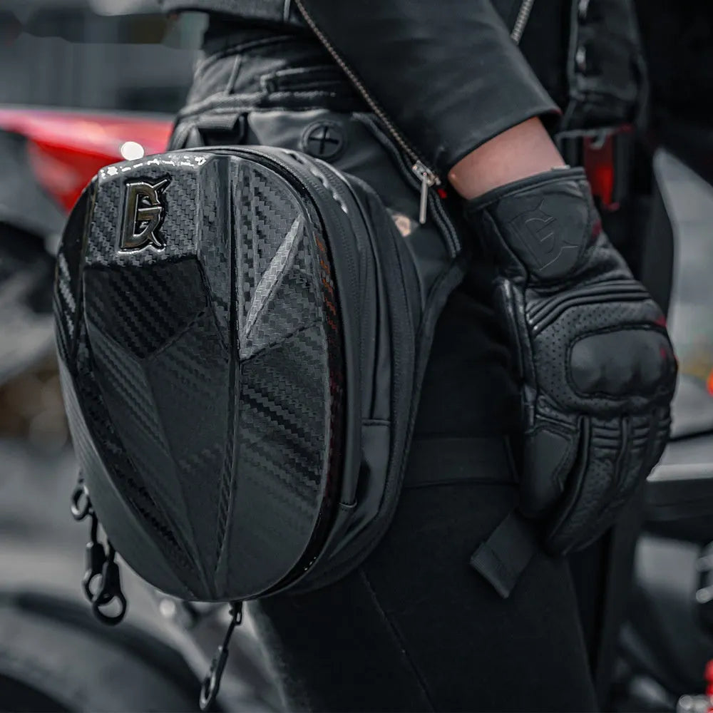Devil Race Motorcycle Leg Bag 4L black polyester Oxford PC shell thigh pack