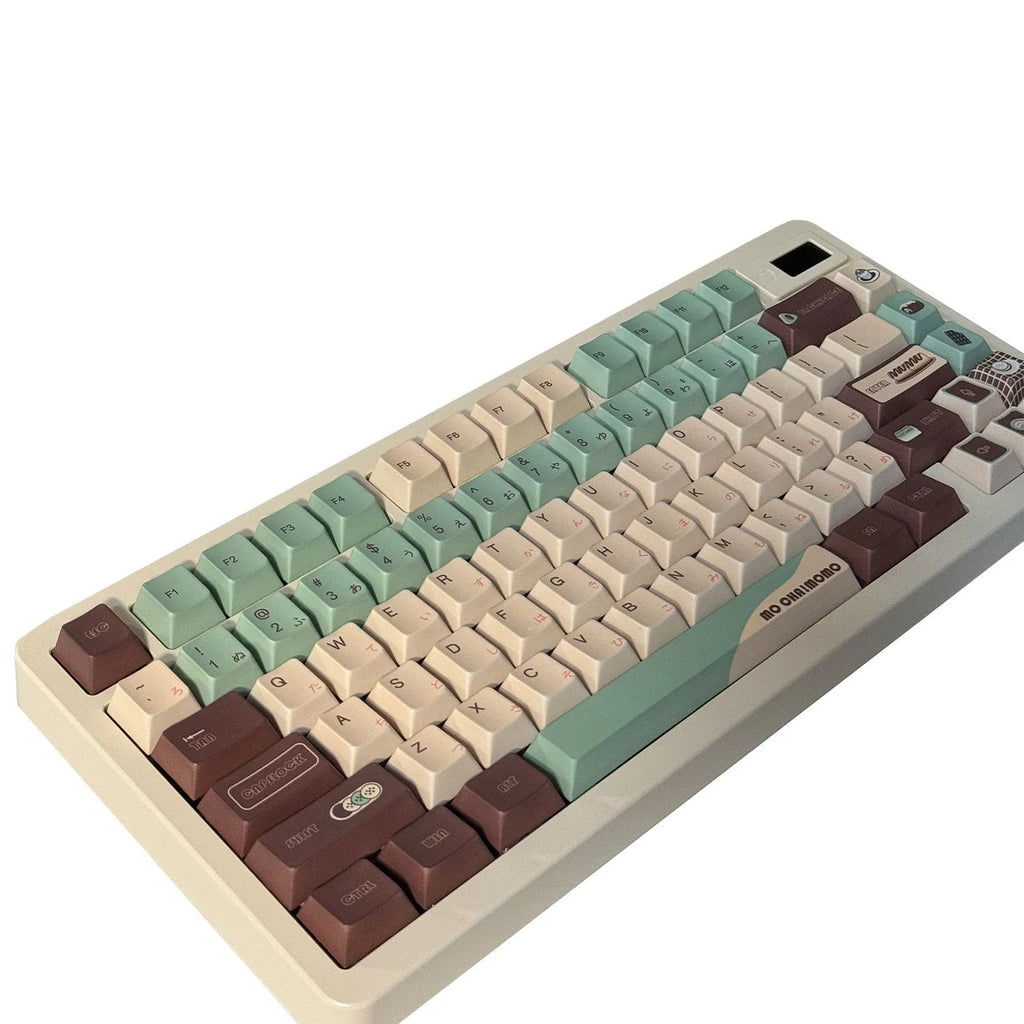 Matcha coloured mechanical keyboard key caps with cross satellite shaft design for switch compatibility