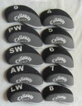 Set of 10 golf iron sleeves in diving material, available in yellow, SIM, and Carla W colours