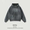 Men's cotton pullover jacket top in solid light gray with loose fit, front view