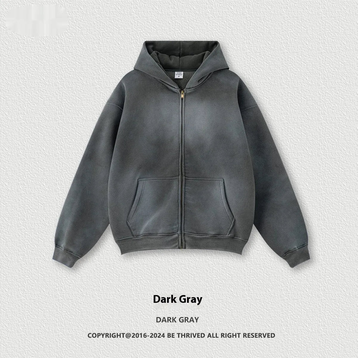 Men's cotton pullover jacket top in solid light gray with loose fit, front view
