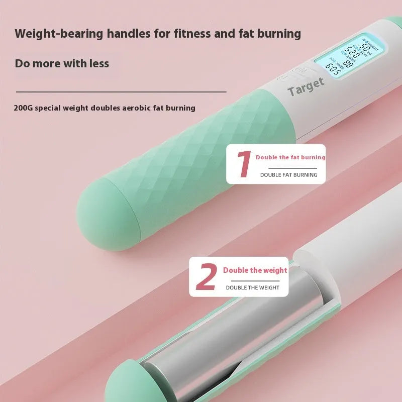 Intelligent electronic counting skipping rope with 3m steel wire shoelace and ABS handles on a neutral background