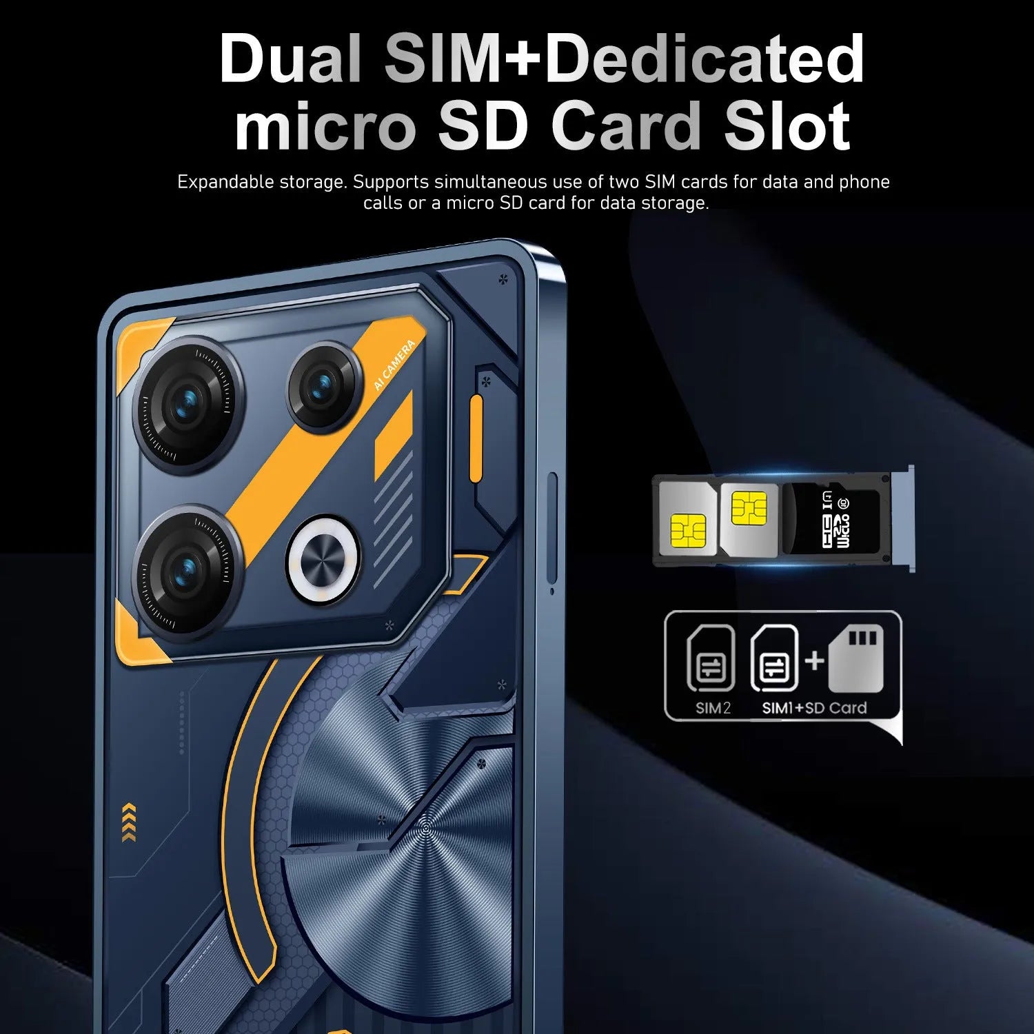 GT10 Pro Android smartphone in Blue or Silver colour with straight plate design