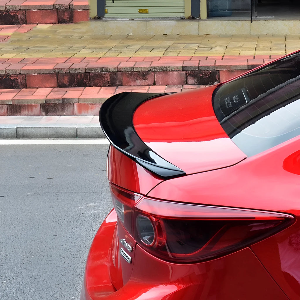 Mazda 3 Axela Exela tail trim modification kit in bright black for 2014-2021 models
