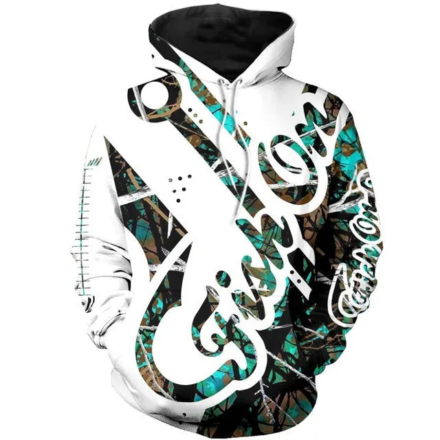 Men's animal print long sleeve pullover hoodie in polyester, round neck, street style, size S-4XL