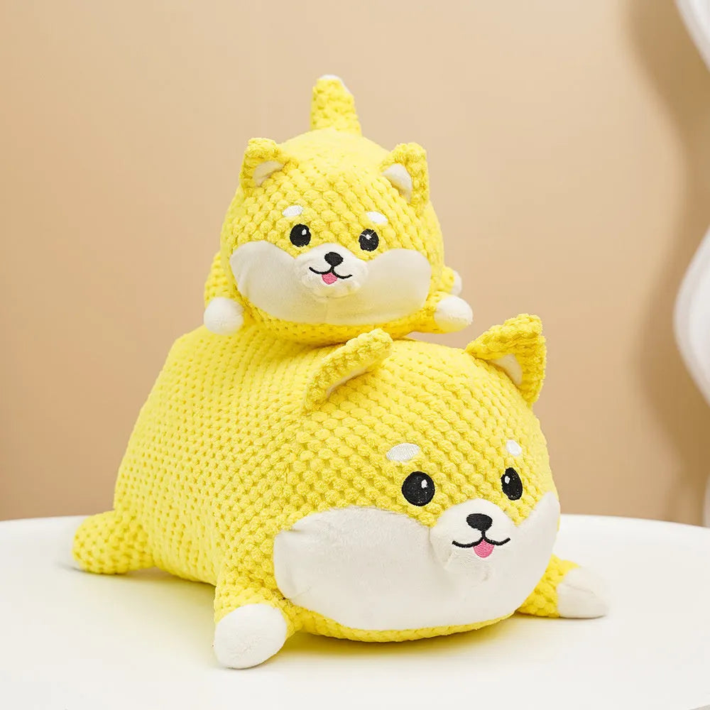 Large and medium plush dog calming toy with squeaker, bite-resistant fabric, pillow shape