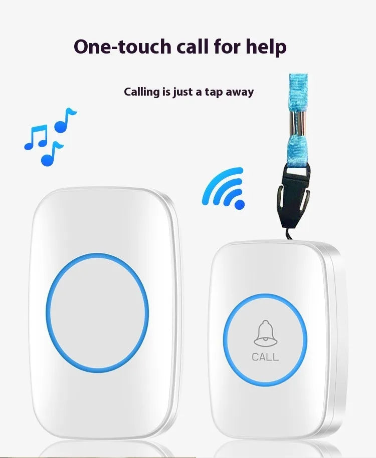Elderly emergency beeper patient bell device in black, AC powered with 300-metre range pager