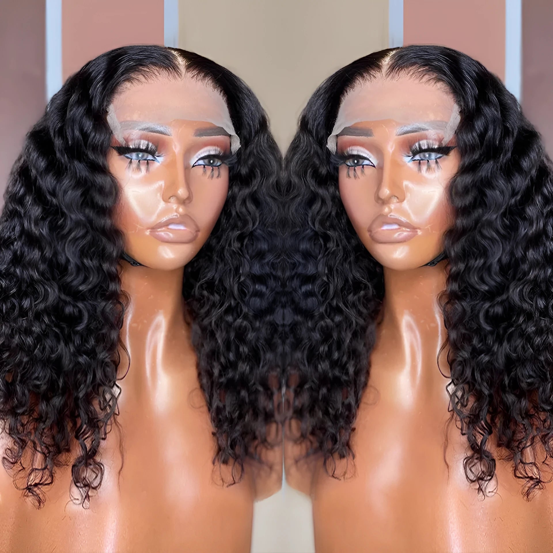 Deep wave lace front human hair wig 13x4 transparent curly bob with baby hair Brazilian hair