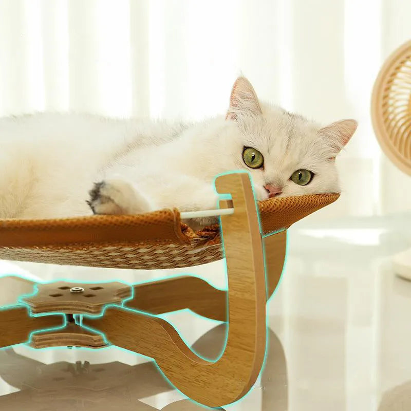 Brown woven rattan pet bed measuring 46x46x17.5cm for cats and dogs