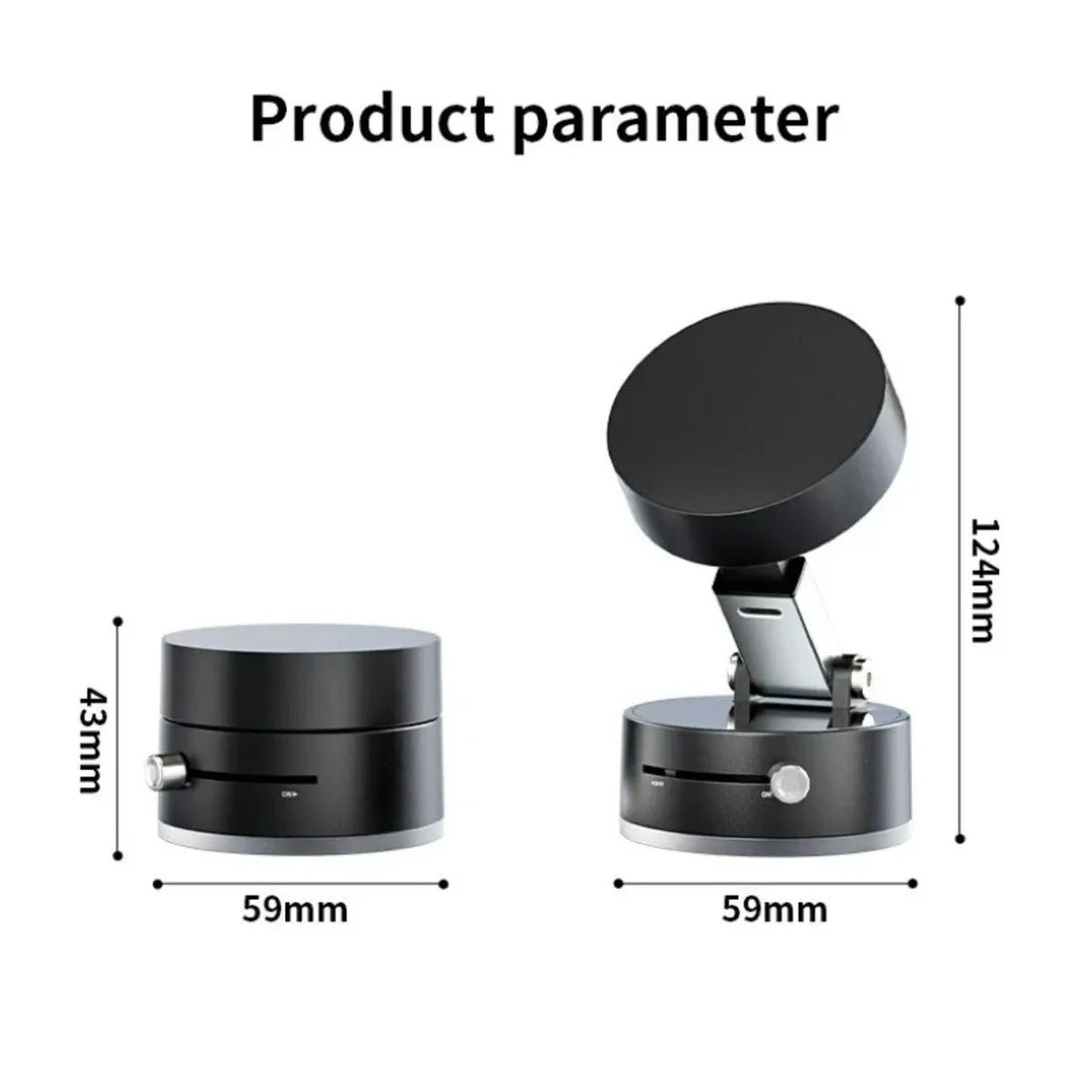 Black magnetic car phone holder with vacuum suction cup and 360-degree rotating bracket