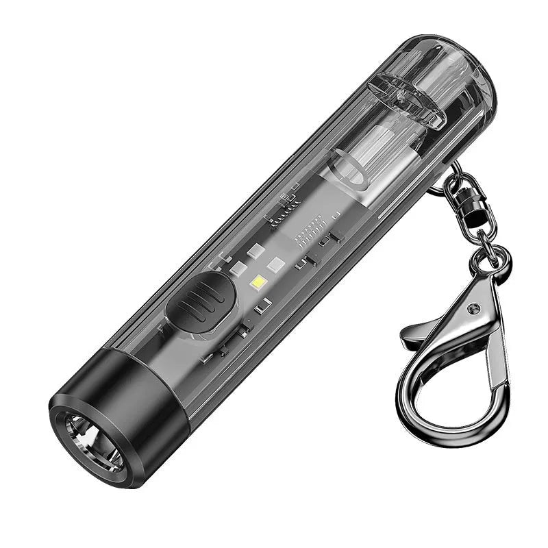 Black portable outdoor flashlight with 1W LED and USB rechargeable built-in battery