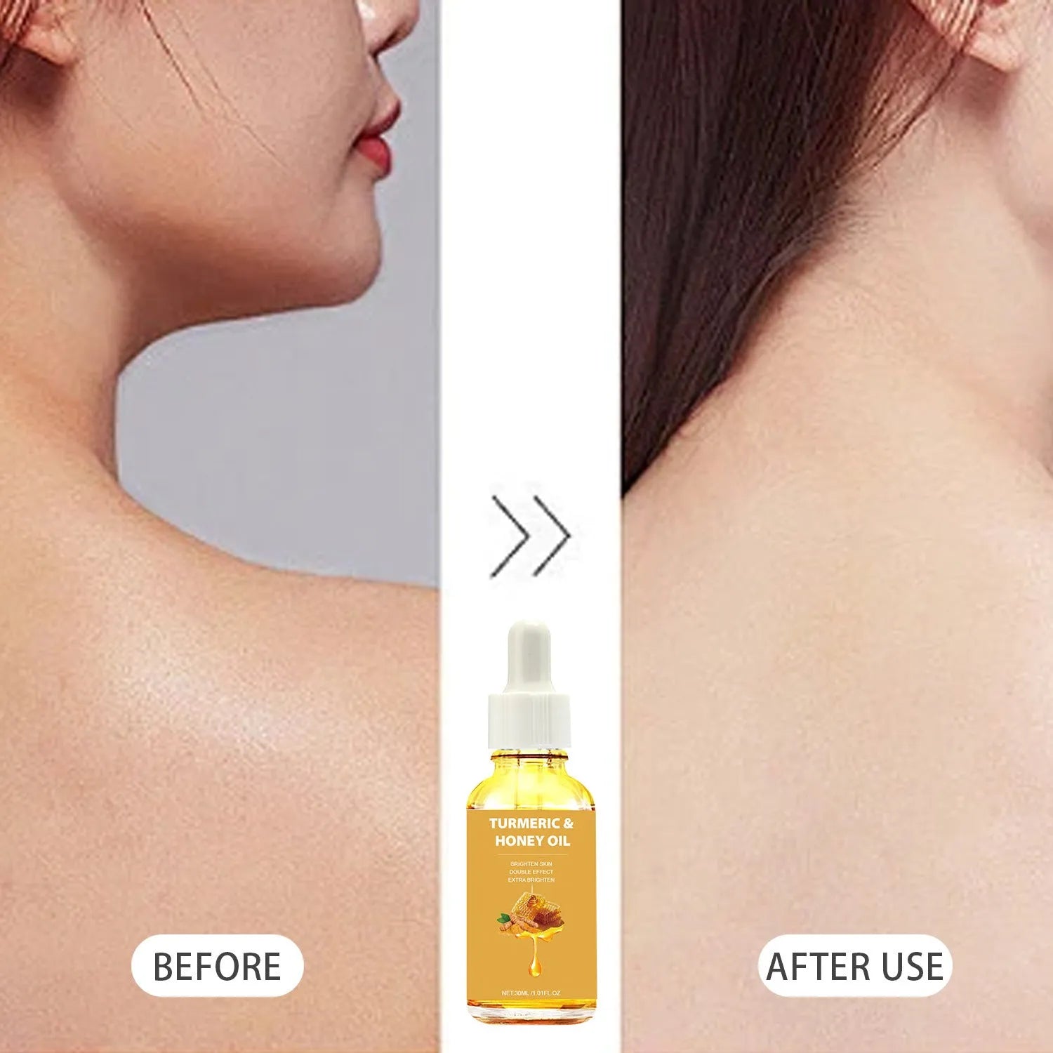 30ml bottle of Turmeric Honey Essential Oil with neutral packaging for facial skincare