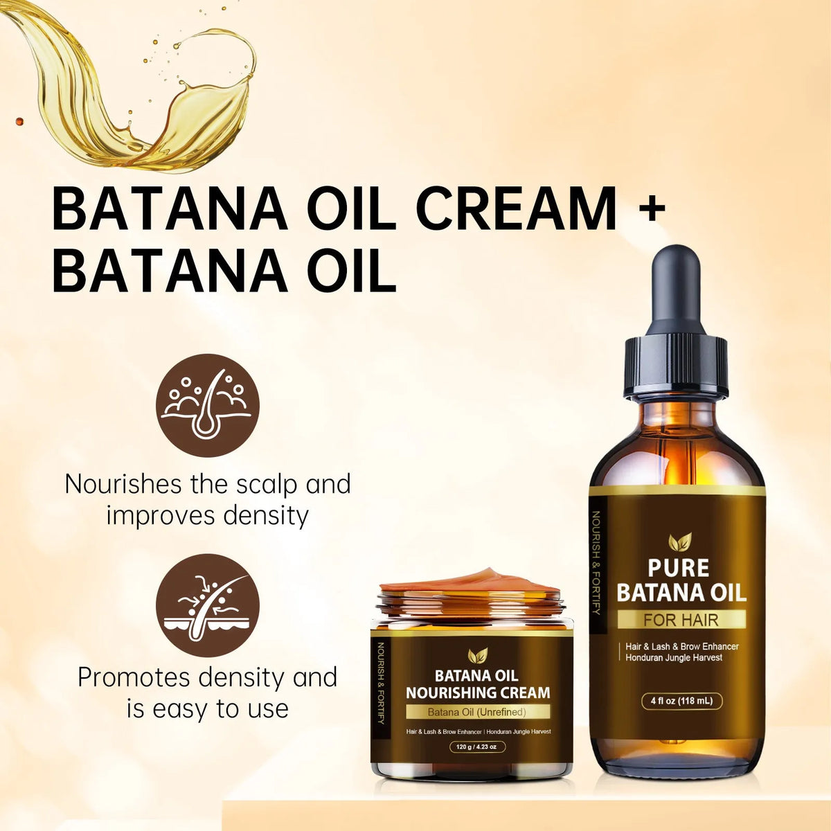 Batana oil hair care set with cream, eyelash curler, and eyebrow brush for women men