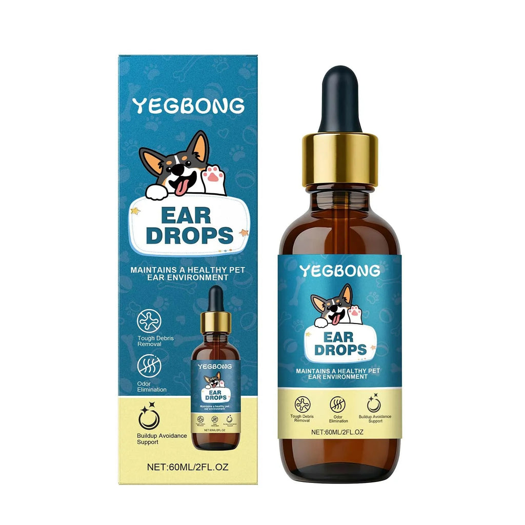 60ml bottle of dog ear care drops with chamomile extract for gentle pet ear cleaning